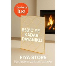 Fiya Store 40 x 39 - Baklava Desenli Seramik Cam - Şömine | 850 C Dayanıklı | Türkiye De Ilk!