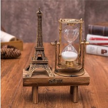 Empressco Paris Temalı Retro Kum Saati, Dekoratif Ahşap Standlı, Şık Ev Aksesuarı