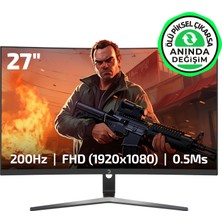 GamePower Vivid T50 27'' Curved RGB 200Hz 0.5ms FHD 1500R Curved 2x2W Speaker VA Gaming Monitör (Ölü Pikselde Anında Değişim)