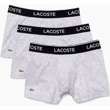 Lacoste Erkek 3 Lü Düz Desenli Boxer XL Gri Paça Tipi Konforlu Seçenek 5H3389-CCA