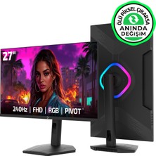 GamePower Lunis L50 27'' 240Hz 0.5Ms VA FHD RGB Pivot Gaming Monitör (Ölü Pikselde Anında Değişim)