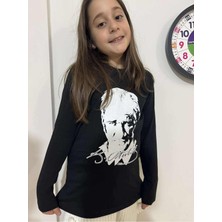 Herşey Nota 10 Kasım Özel Tasarım Siyah Atatürk Baskılı Uzun Kollu Tişört – Unisex