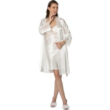 Pierre Cardin  Saten Dantelli Gecelik & Sabahlık Takım -  4050
