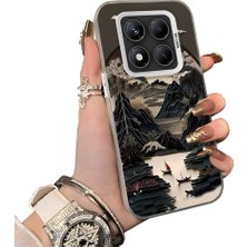 HONTINGA Xiaomi Redmi Note 14 Pro ile Uyumlu Kılıf Silikon Kenar Sert Arka Kamera Koruyucu Basitlik Anti Düşme Kamera Korumalı Peyzaj Desen Couple Telefon Kılıfı Kadın ve Erkek Için Uygundur K1-1515