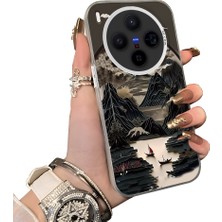 HONTINGA Vivo X300 ile Uyumlu Kılıf Silikon Kenar Sert Arka Kamera Koruyucu Basitlik Anti Düşme Kamera Korumalı Peyzaj Desen Couple Telefon Kılıfı Kadın ve Erkek Için Uygundur K1-1515