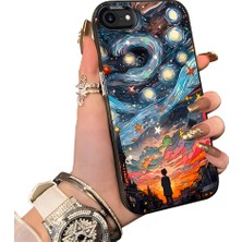 HONTINGA iPhone Se 2020 ile Uyumlu Kılıf Silikon Kenar Sert Arka Kamera Koruyucu Basitlik Anti Düşme Kamera Korumalı Yıldızlı Gökyüzü Desen Couple Telefon Kılıfı Uygundur K1-1516