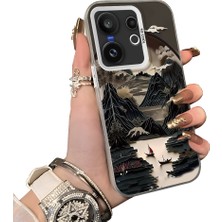 HONTINGA Vivo X200 Fe ile Uyumlu Kılıf Silikon Kenar Sert Arka Kamera Koruyucu Basitlik Anti Düşme Kamera Korumalı Peyzaj Desen Couple Telefon Kılıfı Kadın ve Erkek Için Uygundur K1-1515