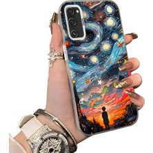 HONTINGA Samsung Galaxy S20 Fe ile Uyumlu Kılıf Silikon Kenar Sert Arka Kamera Koruyucu Basitlik Anti Düşme Kamera Korumalı Yıldızlı Gökyüzü Desen Couple Telefon Kılıfı Uygundur K1-1516
