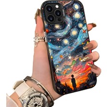 HONTINGA iPhone 13 Pro Max ile Uyumlu Kılıf Silikon Kenar Sert Arka Kamera Koruyucu Basitlik Anti Düşme Kamera Korumalı Yıldızlı Gökyüzü Desen Couple Telefon Kılıfı Uygundur K1-1516