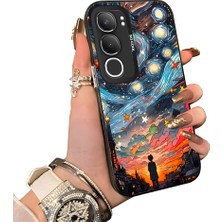 HONTINGA Vivo Y19S ile Uyumlu Kılıf Silikon Kenar Sert Arka Kamera Koruyucu Basitlik Anti Düşme Kamera Korumalı Yıldızlı Gökyüzü Desen Couple Telefon Kılıfı Uygundur K1-1516