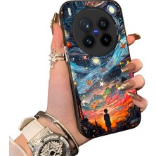 HONTINGA Vivo X300 Pro ile Uyumlu Kılıf Silikon Kenar Sert Arka Kamera Koruyucu Basitlik Anti Düşme Kamera Korumalı Yıldızlı Gökyüzü Desen Couple Telefon Kılıfı Uygundur K1-1516