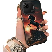 HONTINGA Xiaomi Redmi 9c ile Uyumlu Kılıf Silikon Kenar Sert Arka Kamera Koruyucu Basitlik Anti Düşme Kamera Korumalı At Desen Couple Telefon Kılıfı Kadın ve Erkek Için Uygundur K1-1517