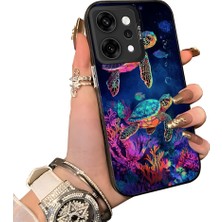 HONTINGA Oppo Reno 14 Pro 5g ile Uyumlu Kılıf Silikon Kenar Sert Arka Kamera Koruyucu Basitlik Anti Düşme Kamera Korumalı Kaplumbağa Desen Couple Telefon Kılıfı Kadın ve Erkek Için Uygundur K1-1519