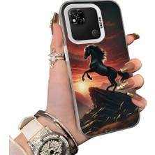 HONTINGA Xiaomi Redmi 9c ile Uyumlu Kılıf Silikon Kenar Sert Arka Kamera Koruyucu Basitlik Anti Düşme Kamera Korumalı At Desen Couple Telefon Kılıfı Kadın ve Erkek Için Uygundur K1-1517