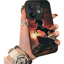 HONTINGA Vivo V60 5g ile Uyumlu Kılıf Silikon Kenar Sert Arka Kamera Koruyucu Basitlik Anti Düşme Kamera Korumalı At Desen Couple Telefon Kılıfı Kadın ve Erkek Için Uygundur K1-1517