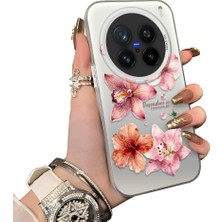 HONTINGA Vivo X200 Pro ile Uyumlu Kılıf Silikon Kenar Sert Arka Kamera Koruyucu Basitlik Anti Düşme Kamera Korumalı Çiçekli Desen Couple Telefon Kılıfı Kadın ve Erkek Için Uygundur K1-1523
