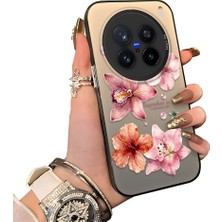 HONTINGA Vivo X200 Pro ile Uyumlu Kılıf Silikon Kenar Sert Arka Kamera Koruyucu Basitlik Anti Düşme Kamera Korumalı Çiçekli Desen Couple Telefon Kılıfı Kadın ve Erkek Için Uygundur K1-1523