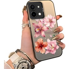 HONTINGA Vivo Y28 ile Uyumlu Kılıf Silikon Kenar Sert Arka Kamera Koruyucu Basitlik Anti Düşme Kamera Korumalı Çiçekli Desen Couple Telefon Kılıfı Kadın ve Erkek Için Uygundur K1-1523