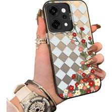 HONTINGA Oppo Reno 14 Pro 5g ile Uyumlu Kılıf Silikon Kenar Sert Arka Kamera Koruyucu Basitlik Anti Düşme Kamera Korumalı Çiçekli Desen Couple Telefon Kılıfı Kadın ve Erkek Için Uygundur K1-1524
