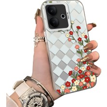 HONTINGA Vivo V60 Lite 5g ile Uyumlu Kılıf Silikon Kenar Sert Arka Kamera Koruyucu Basitlik Anti Düşme Kamera Korumalı Çiçekli Desen Couple Telefon Kılıfı Kadın ve Erkek Için Uygundur K1-1524