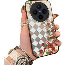 HONTINGA Vivo X300 ile Uyumlu Kılıf Silikon Kenar Sert Arka Kamera Koruyucu Basitlik Anti Düşme Kamera Korumalı Çiçekli Desen Couple Telefon Kılıfı Kadın ve Erkek Için Uygundur K1-1524