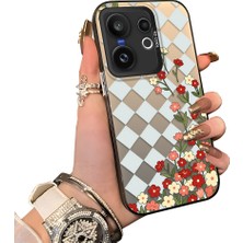 HONTINGA Vivo X200 Fe ile Uyumlu Kılıf Silikon Kenar Sert Arka Kamera Koruyucu Basitlik Anti Düşme Kamera Korumalı Çiçekli Desen Couple Telefon Kılıfı Kadın ve Erkek Için Uygundur K1-1524