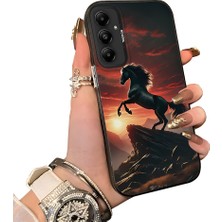 HONTINGA Samsung Galaxy A05S ile Uyumlu Kılıf Silikon Kenar Sert Arka Kamera Koruyucu Basitlik Anti Düşme Kamera Korumalı At Desen Couple Telefon Kılıfı Kadın ve Erkek Için Uygundur K1-1517