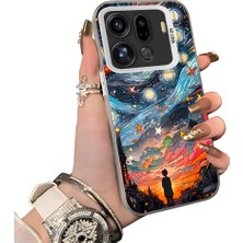 HONTINGA Oppo Find X9 Pro 5g ile Uyumlu Kılıf Silikon Kenar Sert Arka Kamera Koruyucu Basitlik Anti Düşme Kamera Korumalı Yıldızlı Gökyüzü Desen Couple Telefon Kılıfı Uygundur K1-1516