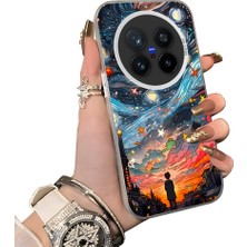 HONTINGA Vivo X200 Pro ile Uyumlu Kılıf Silikon Kenar Sert Arka Kamera Koruyucu Basitlik Anti Düşme Kamera Korumalı Yıldızlı Gökyüzü Desen Couple Telefon Kılıfı Uygundur K1-1516