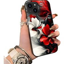 HONTINGA iPhone 15 Plus ile Uyumlu Kılıf Silikon Kenar Sert Arka Kamera Koruyucu Basitlik Anti Düşme Kamera Korumalı Çiçekli Desen Couple Telefon Kılıfı Kadın ve Erkek Için Uygundur K1-1518