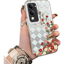 HONTINGA Vivo Y04 ile Uyumlu Kılıf Silikon Kenar Sert Arka Kamera Koruyucu Basitlik Anti Düşme Kamera Korumalı Çiçekli Desen Couple Telefon Kılıfı Kadın ve Erkek Için Uygundur K1-1524