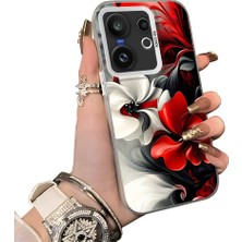 HONTINGA Vivo X200 Fe ile Uyumlu Kılıf Silikon Kenar Sert Arka Kamera Koruyucu Basitlik Anti Düşme Kamera Korumalı Çiçekli Desen Couple Telefon Kılıfı Kadın ve Erkek Için Uygundur K1-1518