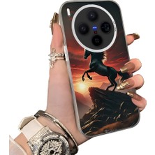 HONTINGA Vivo X300 ile Uyumlu Kılıf Silikon Kenar Sert Arka Kamera Koruyucu Basitlik Anti Düşme Kamera Korumalı At Desen Couple Telefon Kılıfı Kadın ve Erkek Için Uygundur K1-1517