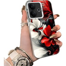 HONTINGA Vivo V60 Lite 5g ile Uyumlu Kılıf Silikon Kenar Sert Arka Kamera Koruyucu Basitlik Anti Düşme Kamera Korumalı Çiçekli Desen Couple Telefon Kılıfı Kadın ve Erkek Için Uygundur K1-1518