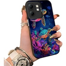 HONTINGA Infinix Smart 9 ile Uyumlu Kılıf Silikon Kenar Sert Arka Kamera Koruyucu Basitlik Anti Düşme Kamera Korumalı Kaplumbağa Desen Couple Telefon Kılıfı Kadın ve Erkek Için Uygundur K1-1519