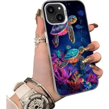 HONTINGA iPhone 15 Plus ile Uyumlu Kılıf Silikon Kenar Sert Arka Kamera Koruyucu Basitlik Anti Düşme Kamera Korumalı Kaplumbağa Desen Couple Telefon Kılıfı Kadın ve Erkek Için Uygundur K1-1519