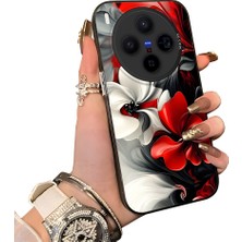 HONTINGA Vivo X300 ile Uyumlu Kılıf Silikon Kenar Sert Arka Kamera Koruyucu Basitlik Anti Düşme Kamera Korumalı Çiçekli Desen Couple Telefon Kılıfı Kadın ve Erkek Için Uygundur K1-1518