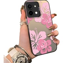HONTINGA Vivo Y28 ile Uyumlu Kılıf Silikon Kenar Sert Arka Kamera Koruyucu Basitlik Anti Düşme Kamera Korumalı Çiçekli Desen Couple Telefon Kılıfı Kadın ve Erkek Için Uygundur K1-1520