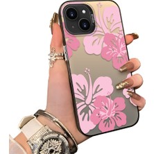 HONTINGA iPhone 15 Plus ile Uyumlu Kılıf Silikon Kenar Sert Arka Kamera Koruyucu Basitlik Anti Düşme Kamera Korumalı Çiçekli Desen Couple Telefon Kılıfı Kadın ve Erkek Için Uygundur K1-1520