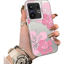 HONTINGA Vivo X200 Fe ile Uyumlu Kılıf Silikon Kenar Sert Arka Kamera Koruyucu Basitlik Anti Düşme Kamera Korumalı Çiçekli Desen Couple Telefon Kılıfı Kadın ve Erkek Için Uygundur K1-1520