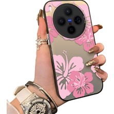HONTINGA Vivo X300 ile Uyumlu Kılıf Silikon Kenar Sert Arka Kamera Koruyucu Basitlik Anti Düşme Kamera Korumalı Çiçekli Desen Couple Telefon Kılıfı Kadın ve Erkek Için Uygundur K1-1520