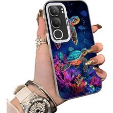 HONTINGA Vivo Y19S ile Uyumlu Kılıf Silikon Kenar Sert Arka Kamera Koruyucu Basitlik Anti Düşme Kamera Korumalı Kaplumbağa Desen Couple Telefon Kılıfı Kadın ve Erkek Için Uygundur K1-1519