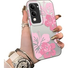 HONTINGA Vivo Y04 ile Uyumlu Kılıf Silikon Kenar Sert Arka Kamera Koruyucu Basitlik Anti Düşme Kamera Korumalı Çiçekli Desen Couple Telefon Kılıfı Kadın ve Erkek Için Uygundur K1-1520