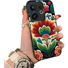 HONTINGA Vivo X200 Fe ile Uyumlu Kılıf Silikon Kenar Sert Arka Kamera Koruyucu Basitlik Anti Düşme Kamera Korumalı Çiçekli Desen Couple Telefon Kılıfı Kadın ve Erkek Için Uygundur K1-1521