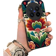 HONTINGA Vivo X200 Pro ile Uyumlu Kılıf Silikon Kenar Sert Arka Kamera Koruyucu Basitlik Anti Düşme Kamera Korumalı Çiçekli Desen Couple Telefon Kılıfı Kadın ve Erkek Için Uygundur K1-1521