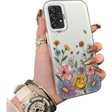 HONTINGA Samsung Galaxy A52S 5g ile Uyumlu Kılıf Silikon Kenar Sert Arka Kamera Koruyucu Basitlik Anti Düşme Kamera Korumalı Çiçekli Desen Couple Telefon Kılıfı Kadın ve Erkek Için Uygundur K1-1522