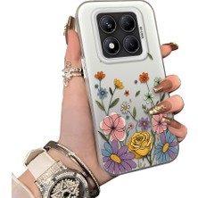 HONTINGA Xiaomi Redmi Note 14 Pro ile Uyumlu Kılıf Silikon Kenar Sert Arka Kamera Koruyucu Basitlik Anti Düşme Kamera Korumalı Çiçekli Desen Couple Telefon Kılıfı Kadın ve Erkek Için Uygundur K1-1522