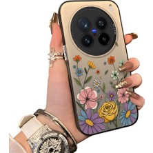 HONTINGA Vivo X200 Pro ile Uyumlu Kılıf Silikon Kenar Sert Arka Kamera Koruyucu Basitlik Anti Düşme Kamera Korumalı Çiçekli Desen Couple Telefon Kılıfı Kadın ve Erkek Için Uygundur K1-1522