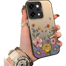 HONTINGA Oppo Reno 14 Pro 5g ile Uyumlu Kılıf Silikon Kenar Sert Arka Kamera Koruyucu Basitlik Anti Düşme Kamera Korumalı Çiçekli Desen Couple Telefon Kılıfı Kadın ve Erkek Için Uygundur K1-1522