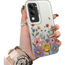 HONTINGA Vivo Y04 ile Uyumlu Kılıf Silikon Kenar Sert Arka Kamera Koruyucu Basitlik Anti Düşme Kamera Korumalı Çiçekli Desen Couple Telefon Kılıfı Kadın ve Erkek Için Uygundur K1-1522